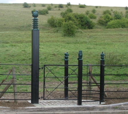 A black metal gate